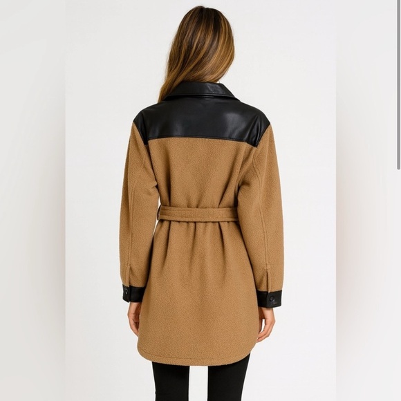 LAMARQUE Tan Black Zosia Belted Shacket/SMALL - Picture 2 of 10